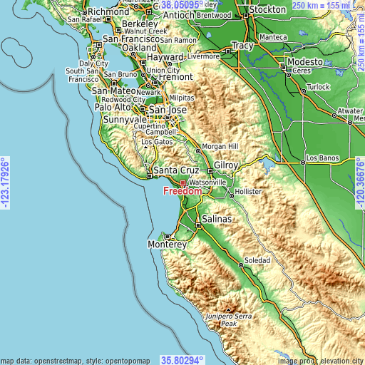 Topographic map of Freedom