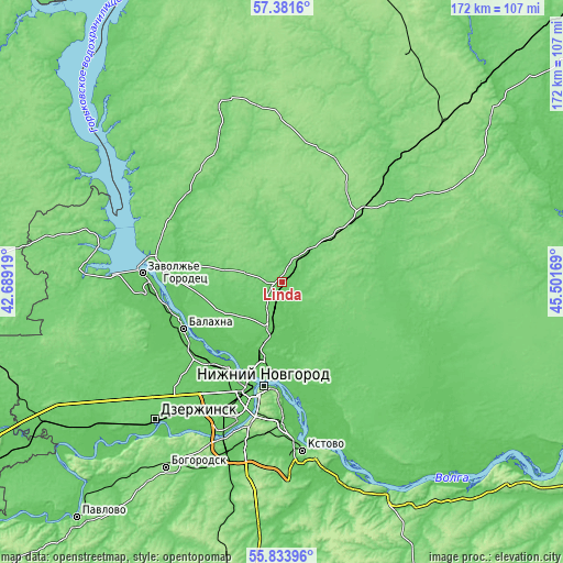 Topographic map of Linda