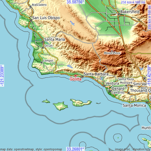 Topographic map of Goleta