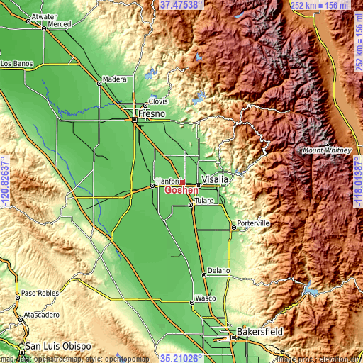 Topographic map of Goshen