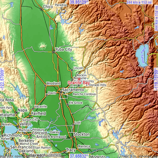 Topographic map of Granite Bay