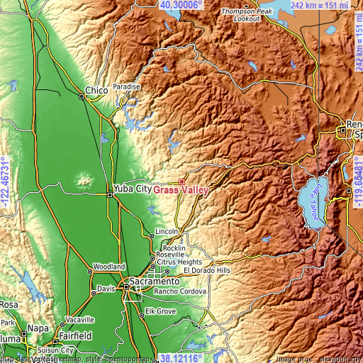 Topographic map of Grass Valley