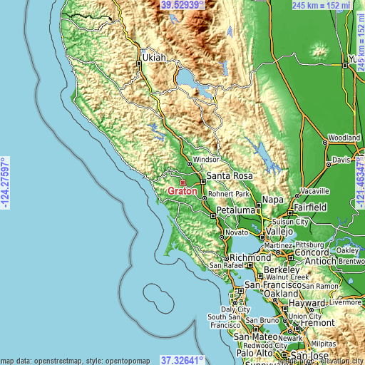 Topographic map of Graton