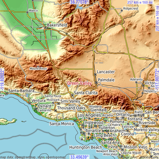 Topographic map of Green Valley