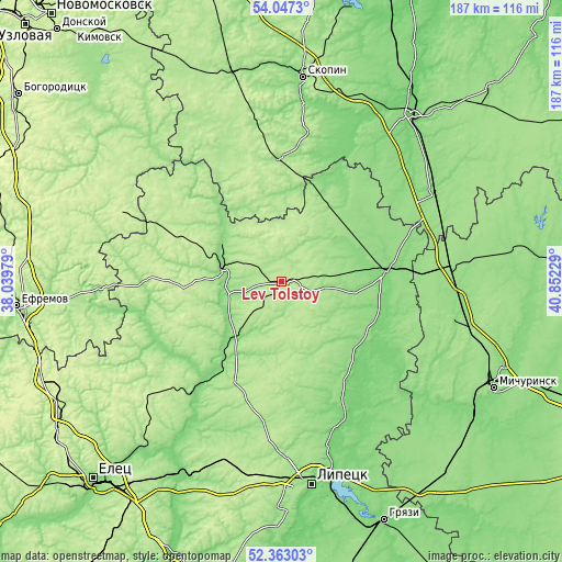 Topographic map of Lev Tolstoy