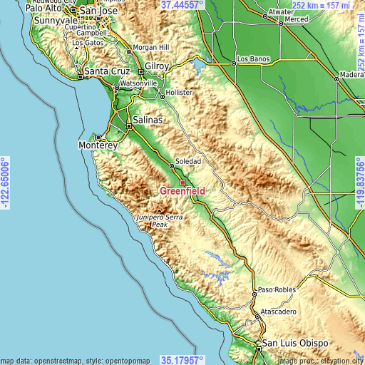 Topographic map of Greenfield