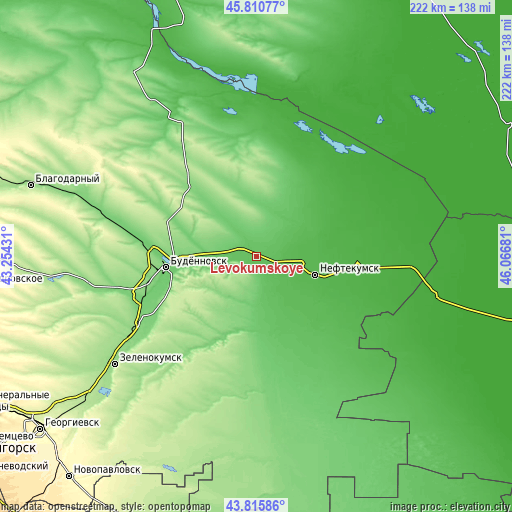 Topographic map of Levokumskoye