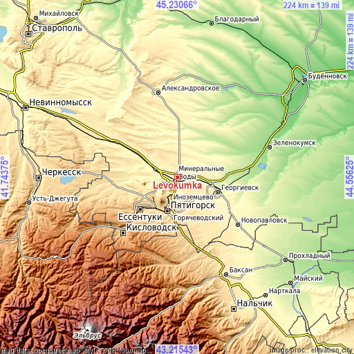 Topographic map of Levokumka