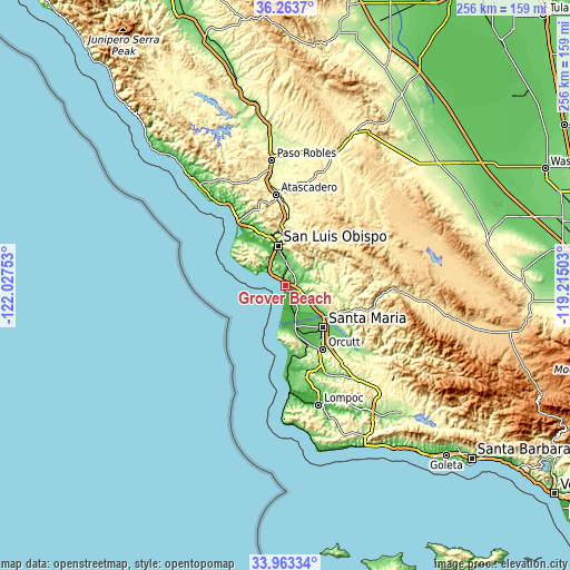 Topographic map of Grover Beach