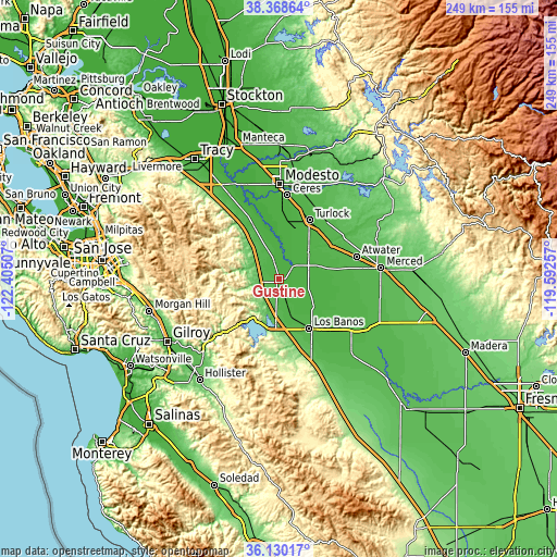 Topographic map of Gustine