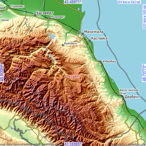 Topographic map of Levashi