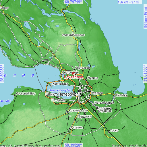 Topographic map of Levashovo