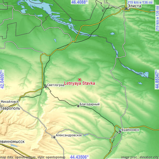 Topographic map of Letnyaya Stavka