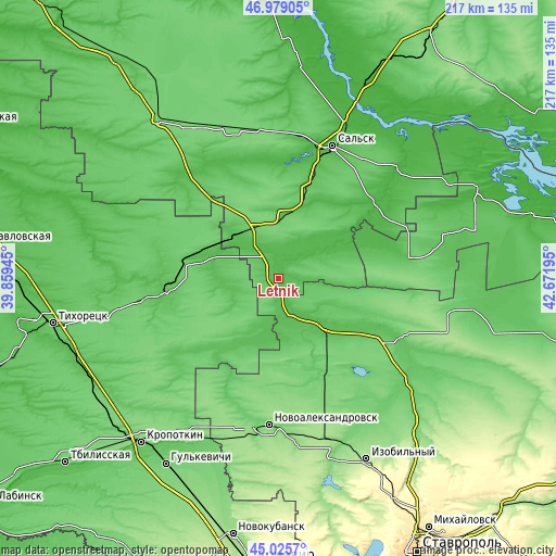 Topographic map of Letnik