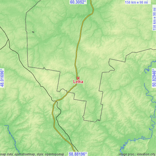 Topographic map of Letka