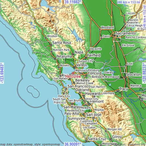 Topographic map of Hercules