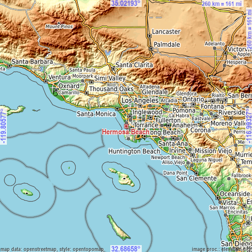 Topographic map of Hermosa Beach