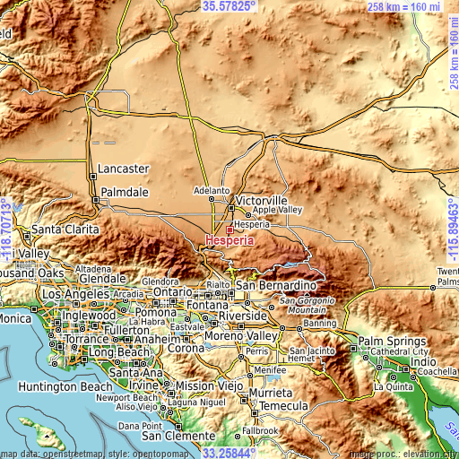 Topographic map of Hesperia