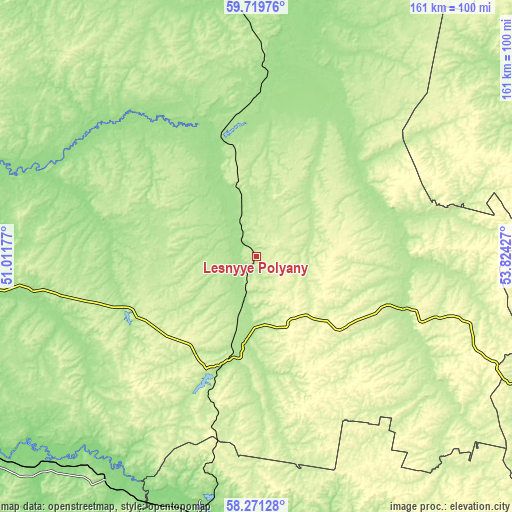 Topographic map of Lesnyye Polyany