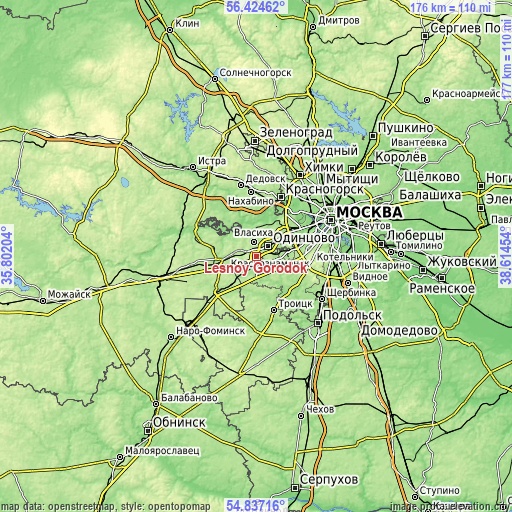 Topographic map of Lesnoy Gorodok