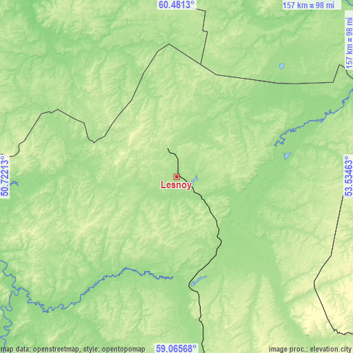 Topographic map of Lesnoy