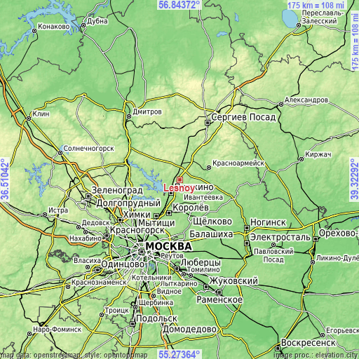 Topographic map of Lesnoy