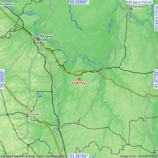 Topographic map of Lesnoy