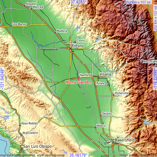 Topographic map of Home Garden