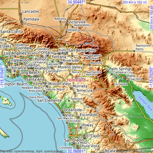 Topographic map of Homeland