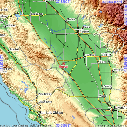 Topographic map of Huron