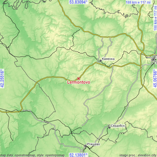 Topographic map of Lermontovo