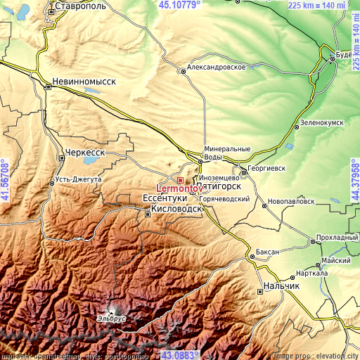 Topographic map of Lermontov