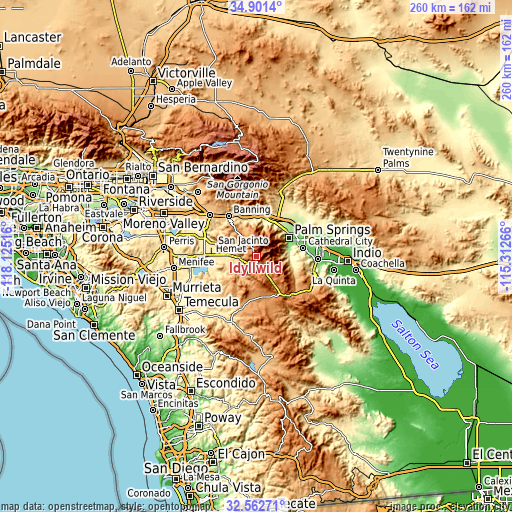 Topographic map of Idyllwild