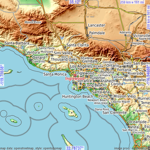 Topographic map of Inglewood