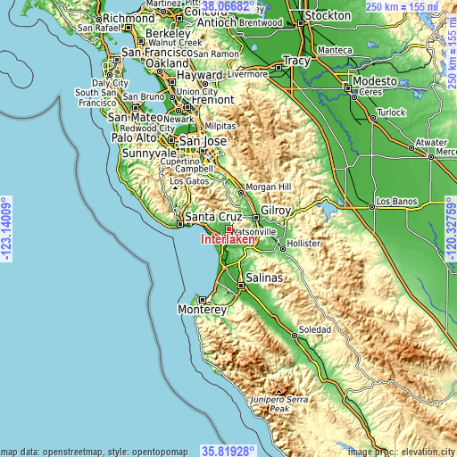 Topographic map of Interlaken