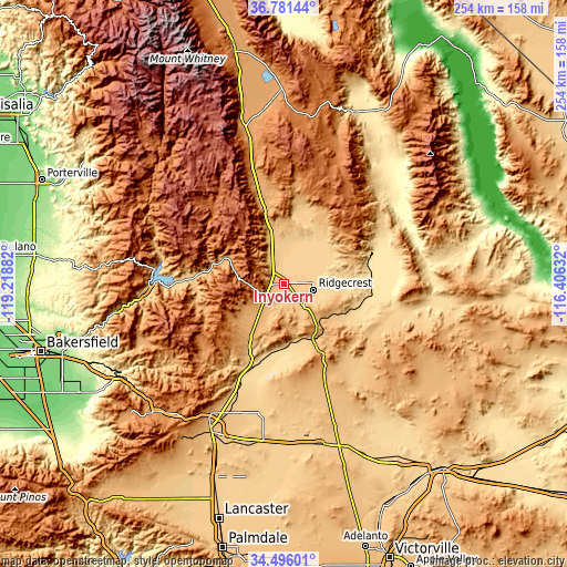 Topographic map of Inyokern