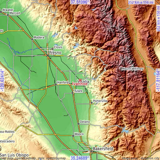 Topographic map of Ivanhoe