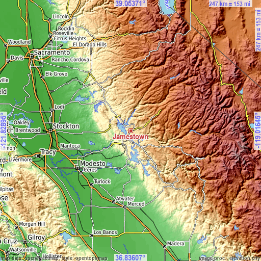 Topographic map of Jamestown