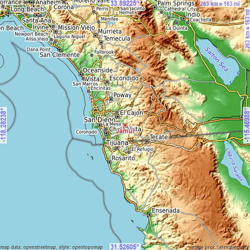 Topographic map of Jamul