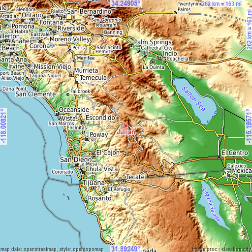 Topographic map of Julian