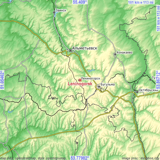 Topographic map of Leninogorsk