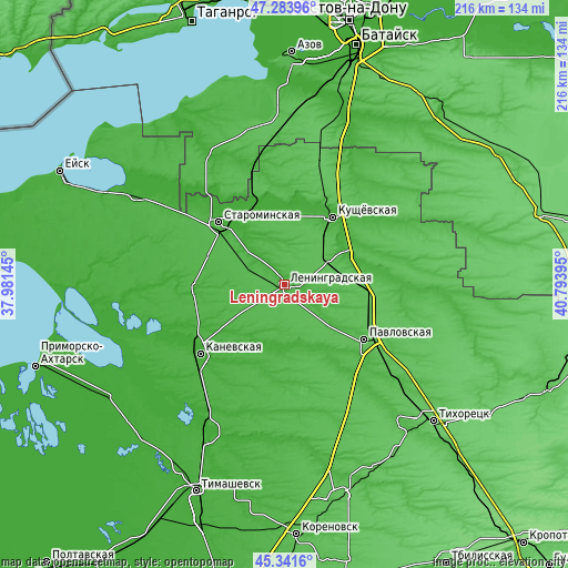 Topographic map of Leningradskaya