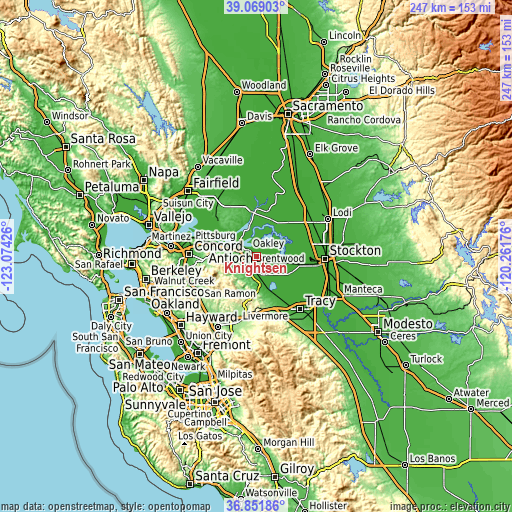 Topographic map of Knightsen