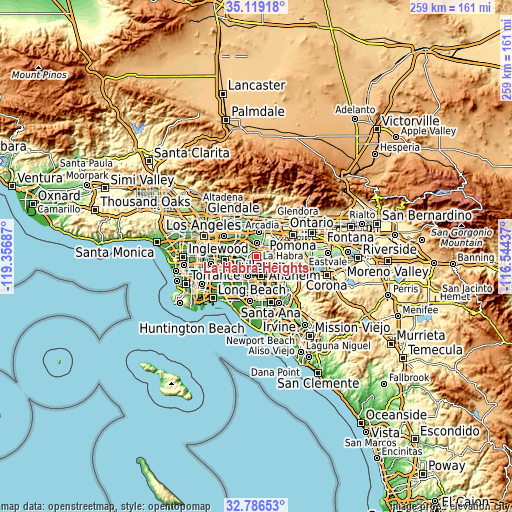 Topographic map of La Habra Heights