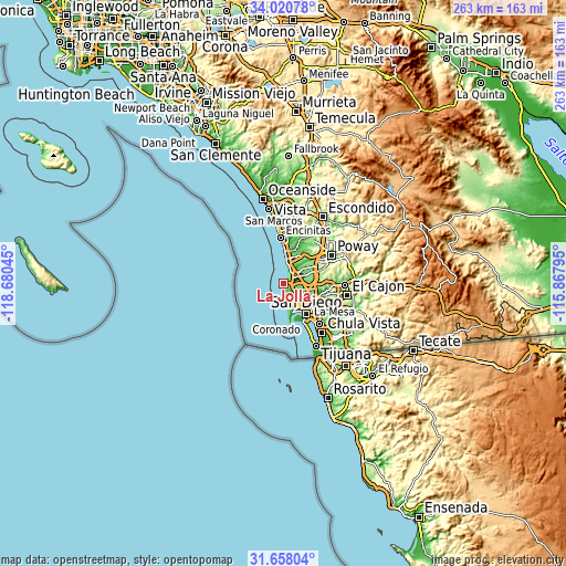 Topographic map of La Jolla