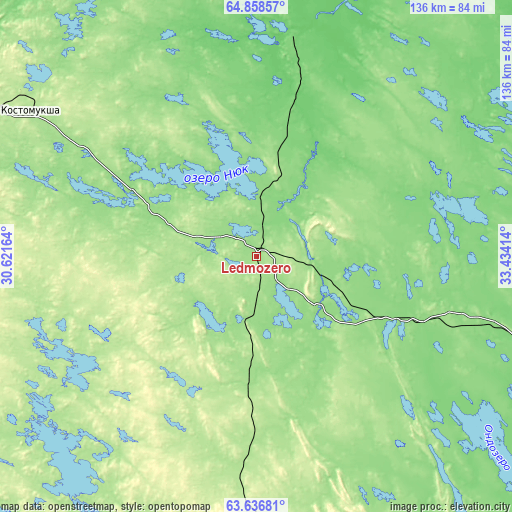 Topographic map of Ledmozero