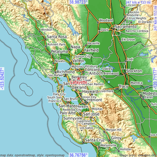 Topographic map of Lafayette