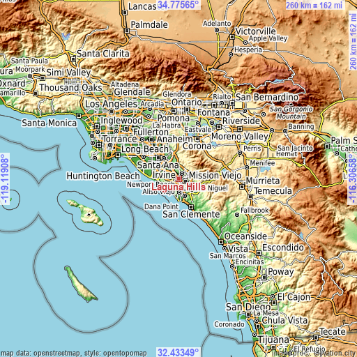 Topographic map of Laguna Hills
