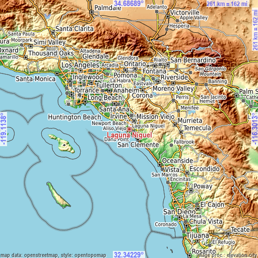 Topographic map of Laguna Niguel