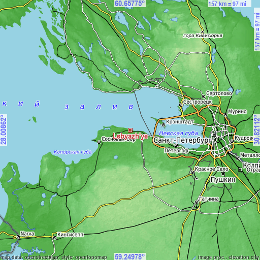 Topographic map of Lebyazh’ye